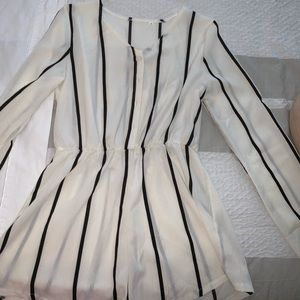 Black and white striped romper